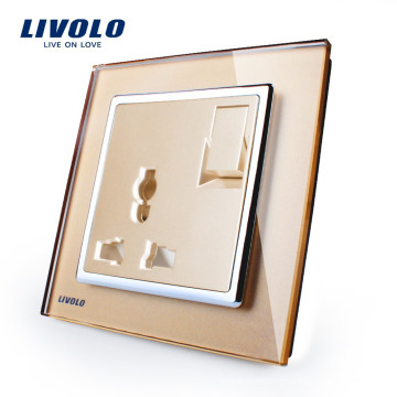 Livolo Manufacturer 1 Gang 1Way Push Button Switch 3 pines multifunción 13A Socket VL-W2Z1C-13